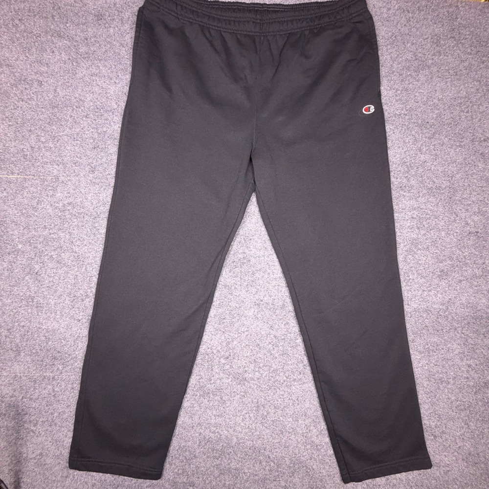 Champion Mens Powerblend Fleece Open Bottom Sweatpants Black 2XL P0893